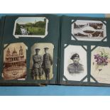 An album of approximately 250 postcards including RPs of WWI soldiers, children and topographical