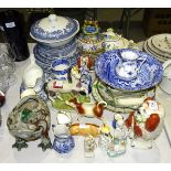 A Staffordshire liver and white spaniel ornament, a four-piece Doulton Burslem jug and basin set, (