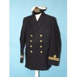 A Royal Fleet Auxiliary Merchant Navy uniform jacket, hat, three pairs of epaulettes, buttons, etc.
