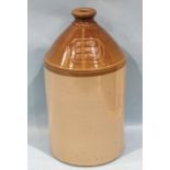 A stoneware flagon, partially honey-glazed, impressed on top "Octagon Brewery Plymouth", 42cm tall.