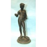 Fond. G Sommer, Napoli, a bronze figure of Narcissus clad in sandals and goatskin, on circular