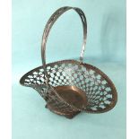 A Continental silver basket pierced with flower-head and lattice work and having a swing handle,