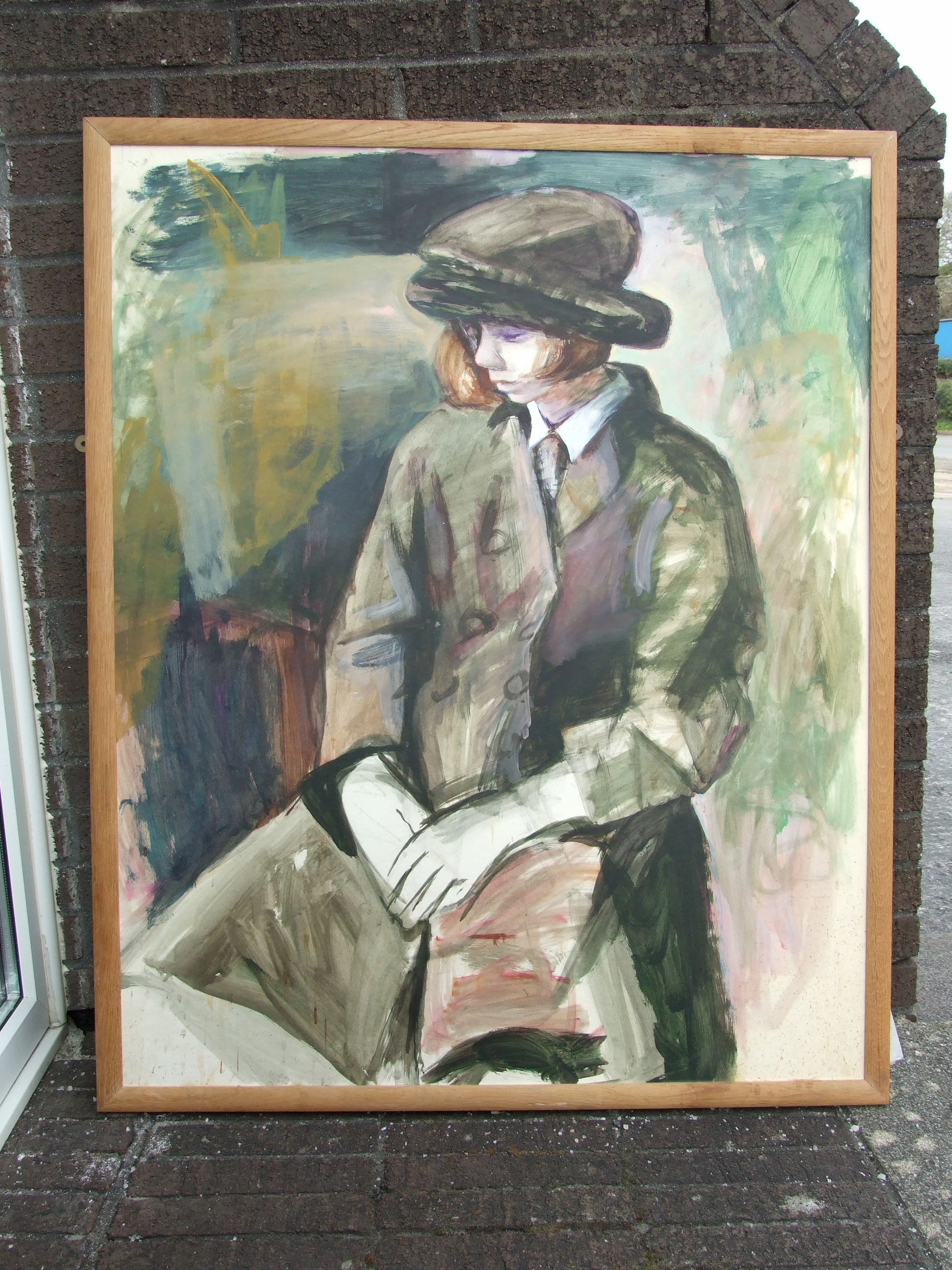 Noel George Ellis (1917-1998) A STUDY OF A YOUNG GIRL WEARING A HAT AND A GREEN COAT Acrylic on - Bild 2 aus 2