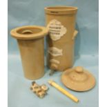A stoneware water filter complete with liner and lid, by Pasteur Chamberland Filter Co, 5 White