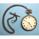 A Continental silver-cased open-face keyless pocket watch, the white enamel dial with Roman numerals