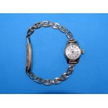 A ladies Sekonda wrist watch, the round silvered dial with 9ct gold case and bracelet, 13.2g.