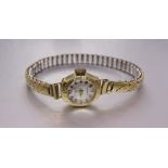 A ladies 14k-gold-cased Anker 55 wristwatch (not working), on plated bracelet, 14mm diameter, 15g