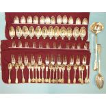 A canteen of William IV silver fiddle and thread flatware, maker William Eaton, London 1836,