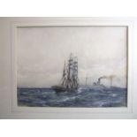 Hely Augustus Morton Smith RBA RBC (1862-1941) STEAMSHIP AND SAILING SHIP OFF COAST Watercolour,