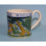A 19th century Staffordshire pearlware children's mug printed and coloured with children of the
