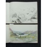 An interesting 19th century artist's sketch book containing thirty-one pen and ink sketches and