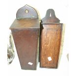 A 19th Century Mahogany wall hanging candle box of tapering form 41cm high and a rectangular wall