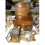 An early 20th century oak smoker's cabinet, 28cm wide, 39.5cm high, 20cm deep; a walnut