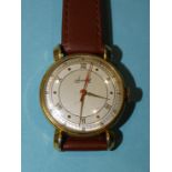 A gent's vintage Accurist wrist watch, the two-tone silvered dial with applied dot and Roman