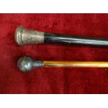 A military swagger stick with silver pommel for The Prince of Wales Own XIV Regiment, 71cm long,