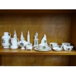 A collection of Plymouth crested ware items, including "Naval War Memorial" (Arcadian), "Derry's