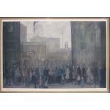 After L S Lowry (1887-1976), "Outside the Mill", a limited-edition print, 33 x 49.5cm, 568/850, (