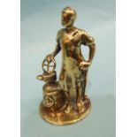 A brass figure of a blacksmith drilled as a mascot, 13cm high, possibly for the Vulcan Motor Company