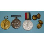 A WWI pair of medals, 1914-18 War and Victory medals awarded to 023972 Pte RGJ Bartlett AOC, a