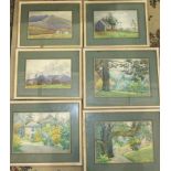 A group of six mid-20th-century watercolours: three Highland landscape subjects, 16.5 x 25.5cm and