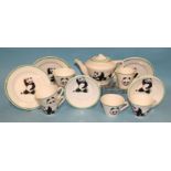 A child's Wade Heath "Pandy" tea set decorated with a panda, comprising: teapot, sugar bowl, milk