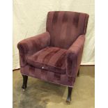 A late-19th/early-20th century upholstered armchair and an Edwardian button-back nursing chair, (2).