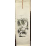 A 20th century Chinese printed landscape wall hanging, various framed souvenirs from South China