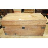 A miniature brass-bound camphor wood trunk, 56cm wide, 23cm high, (some bindings lacking).