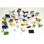 A collection of various miniature glass animals, etc.
