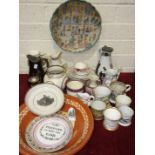 Various Victorian and other pottery, transfer-printed jugs, lustre ware, Quimper pottery and other