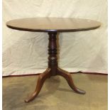 A 19th century mahogany circular tilt-top tripod table, 84cm diameter, a burr walnut dressing
