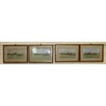 After John Beer, four framed coloured prints of the 1908 Grand National: '2nd Fence', 'Becher's