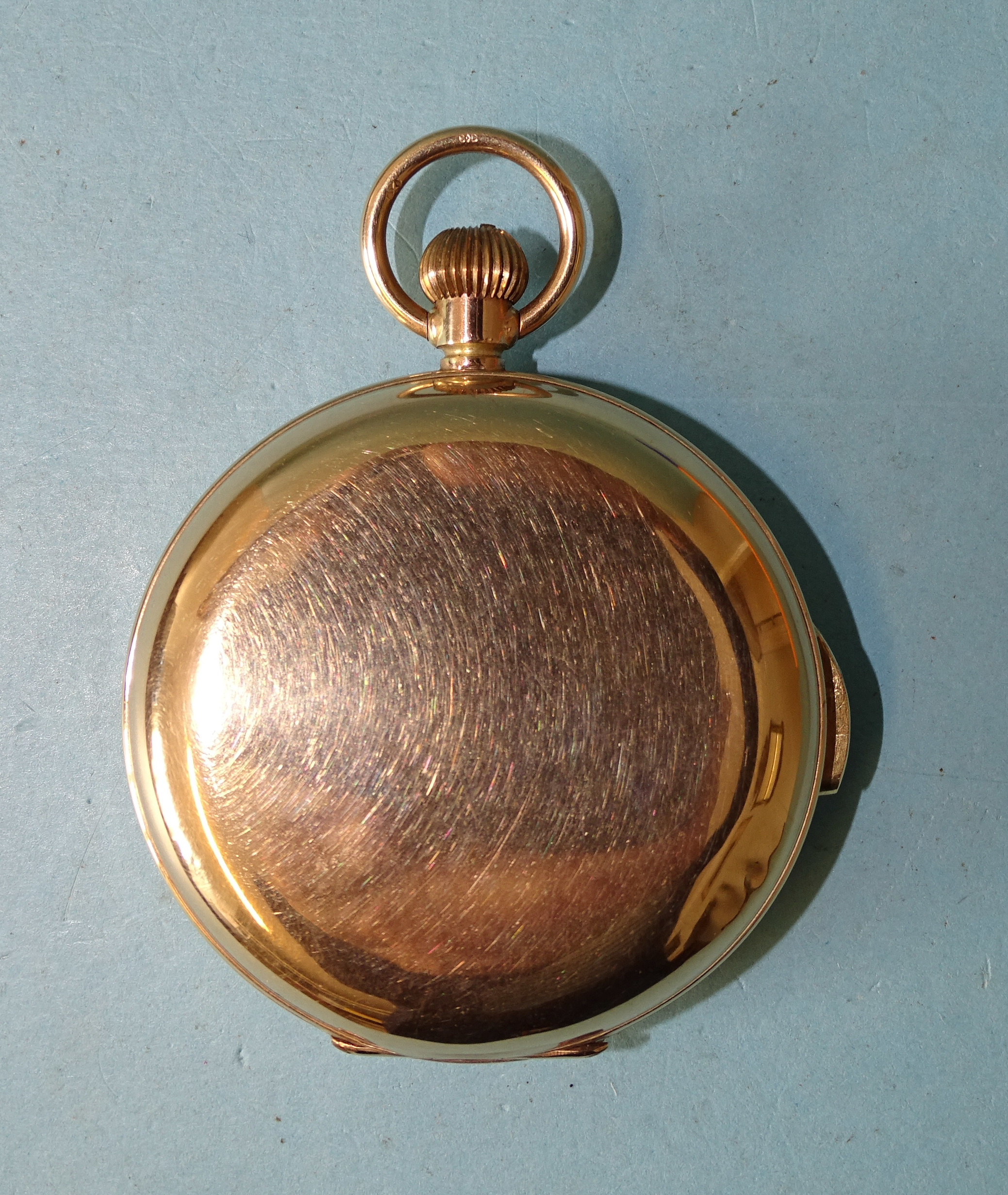 A 9ct gold hunter-cased repeater pocket watch, the white enamel dial with Roman numerals and seconds - Image 3 of 6
