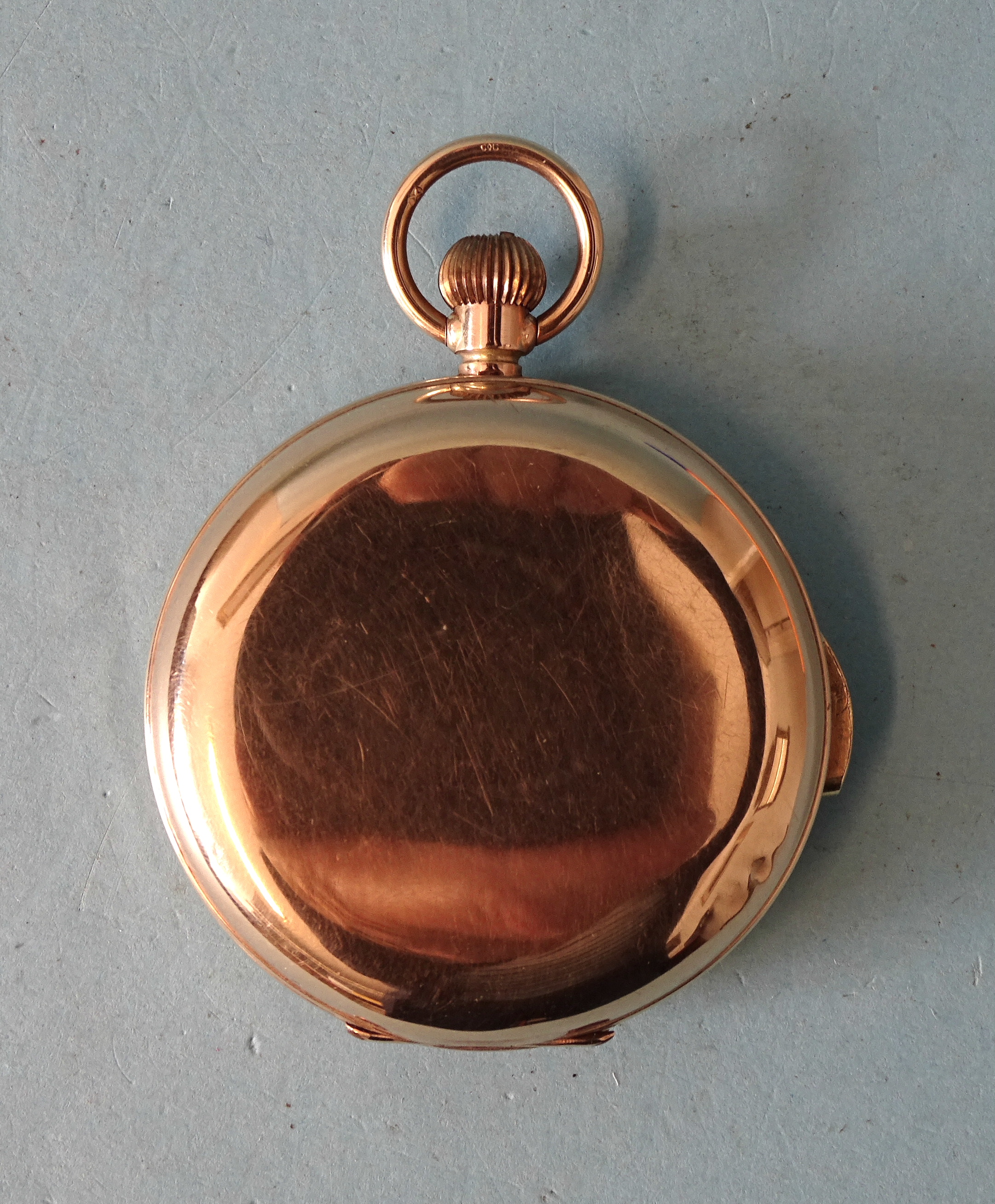 A 9ct gold hunter-cased repeater pocket watch, the white enamel dial with Roman numerals and seconds - Image 2 of 6