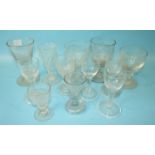 Various 19th century and later wine and other drinking glasses, (12).