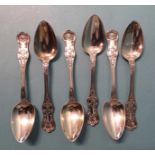 A set of six Scottish Victorian queen's pattern teaspoons, George O'Neill, Glasgow 1854, ___3.3oz.
