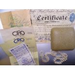 A string of graduated cultured pearls by Ciro, with box and certificate, 3mm-7mm, 56cm long.