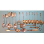 A quantity of Georgian and later small silver flatware: sugar nips, sifter spoons and teaspoons,