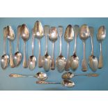 A collection of Georgian and later teaspoons, various dates and makers, ___7.5oz.