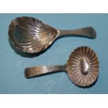 A George III silver caddy spoon with shell bowl, London 1795 and one other, (2).
