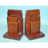 A pair of Gordon Russell Ltd walnut bookends, 17cm high, 12cm wide, stamped Gordon Russell Ltd and a