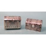 A 925-silver miniature trunk with domed lid and standing on four bun feet, import marks for