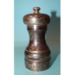 A modern silver pepper mill, Birmingham 1995, 10.2cm high.