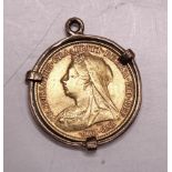 A Queen Victoria half-sovereign, 1895, in 9ct gold pendant mount, gross weight 5.4g.