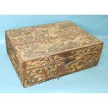 A good 17th/18th century stumpwork work box, the top possibly depicting Charles II and Catherine