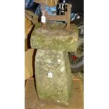 A granite and iron boot scrape and a staddle stone base, 57cm high, (2).