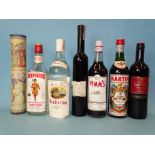 Osborne Ruby Port, 19.5%, 75cl, one bottle, Manhattan White Rum, 37.5%, 100cl, Lambs Navy Rum,