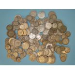 A collection of British 1920-1946 silver coinage, including half-crowns (x55), florins (x42),