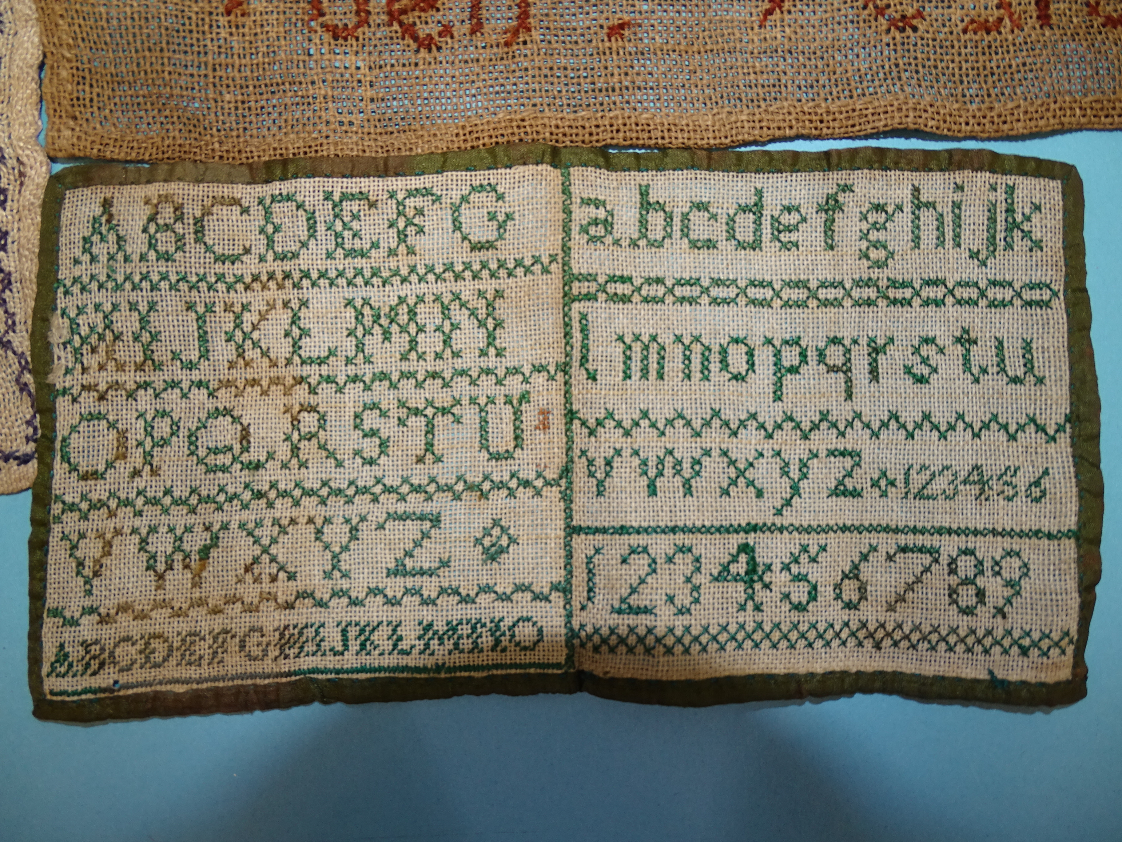 A linen sampler with numbers, alphabets, by Belinda Badnam, Phibsborough, Dublin, 1827, six other - Bild 3 aus 3