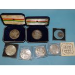 A small collection of silver world coins, including Ghana 1958 ten-shillings, cased, (x2), Bermuda